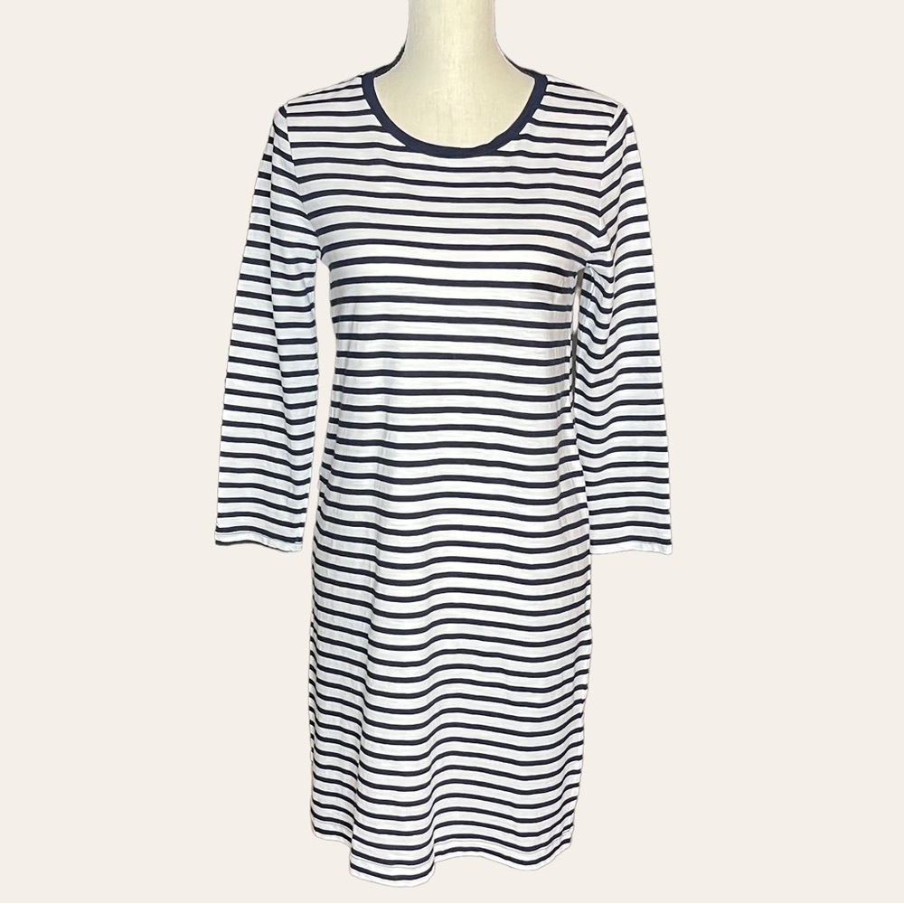 J. Crew Striped T-shirt Dress Size Small Navy Blue and White